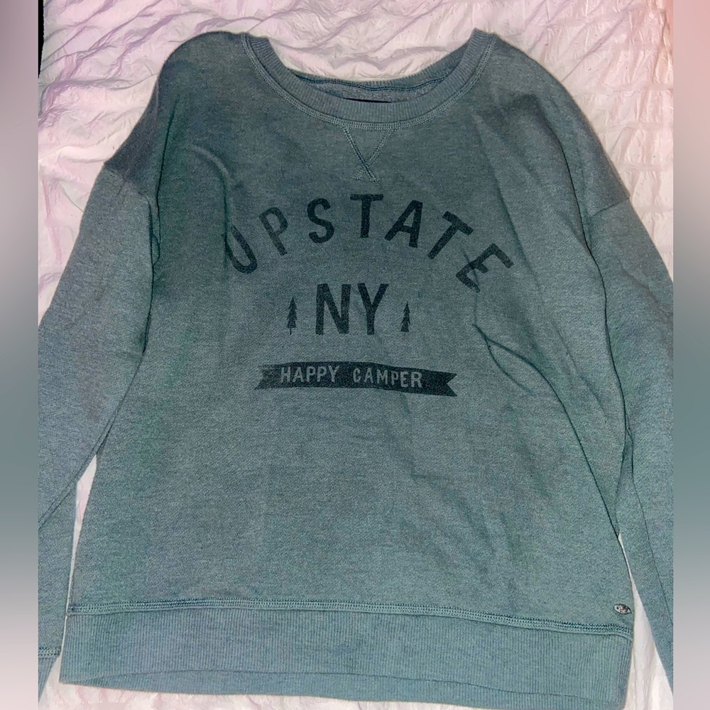 womens green crewneck, worn couple times